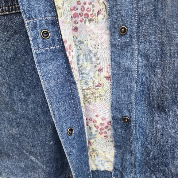 Denim Shacket Jacket Blast Blues Patch L Vintage? - Picture 6 of 12